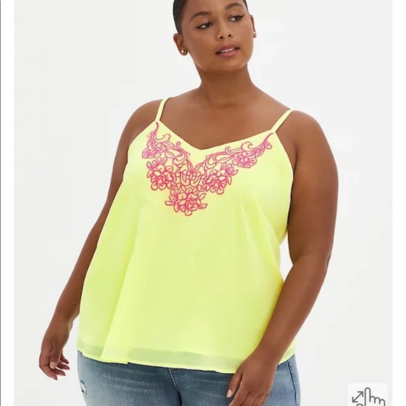 TORRID WOMEN'S SOPHIE CAMI- CHIFFON EMBROIDERED LIME GREEN SIZE 5X NWT - Picture 1 of 9